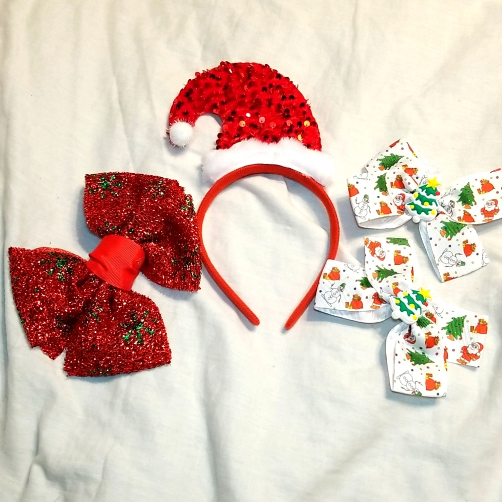 HOLIDAY GLAM BLING FASCINATOR AND BOWS LOT OF 4